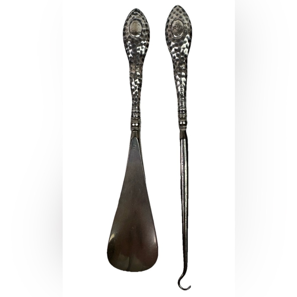Antique 1902 Sterling Silver 925 Handle Button Hook & Shoe Horn Adie & Lovekin